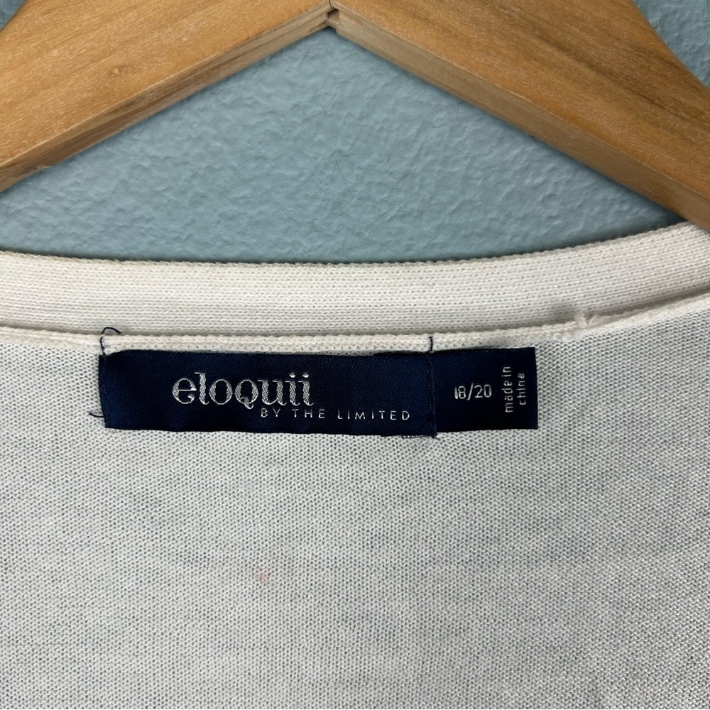 Eloquii Cream Button Up Cardigan Sweater Top 100% Cotton Women's Size 18/20 - Picture 3 of 7